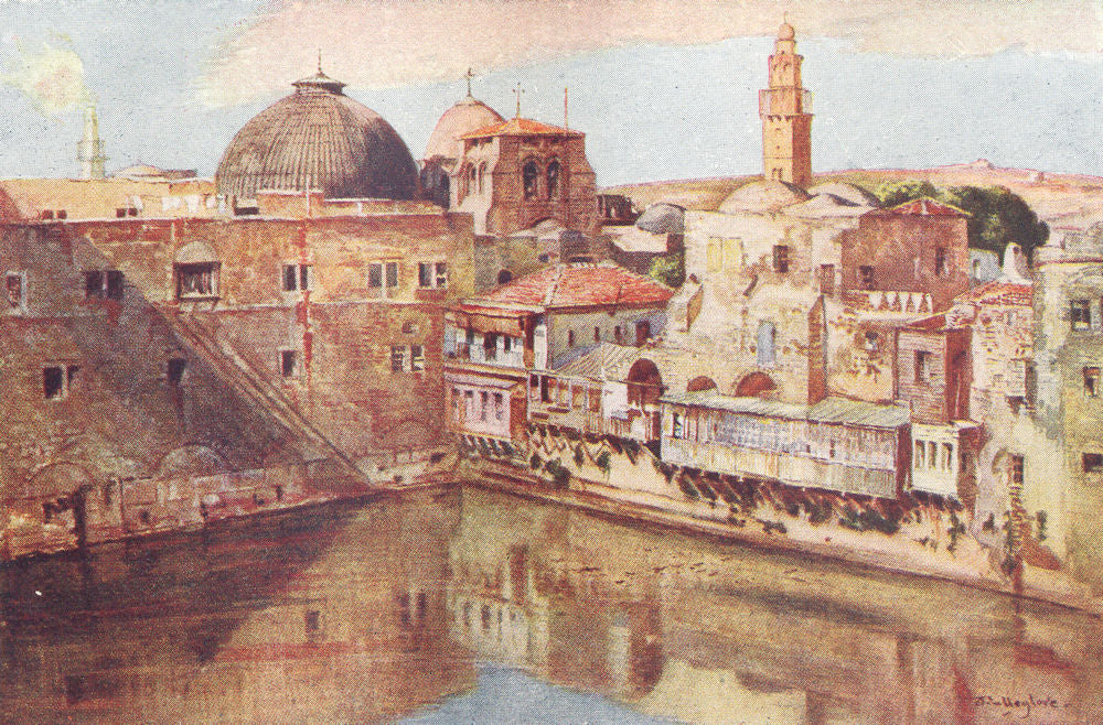 ISRAEL. Jerusalem-The Pool of Hezekiah 1902 old antique vintage print picture